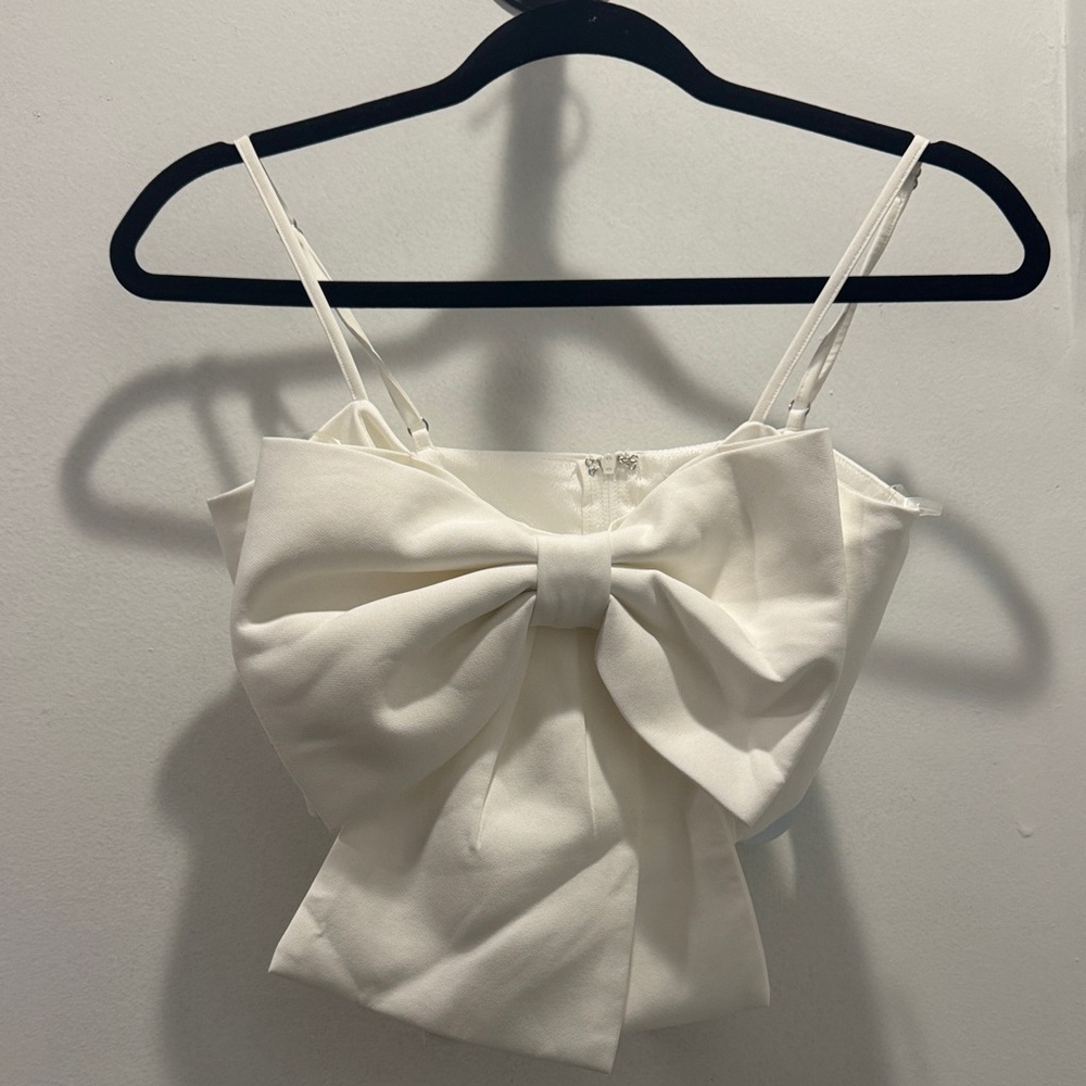 Chic White Bow Camisole Top